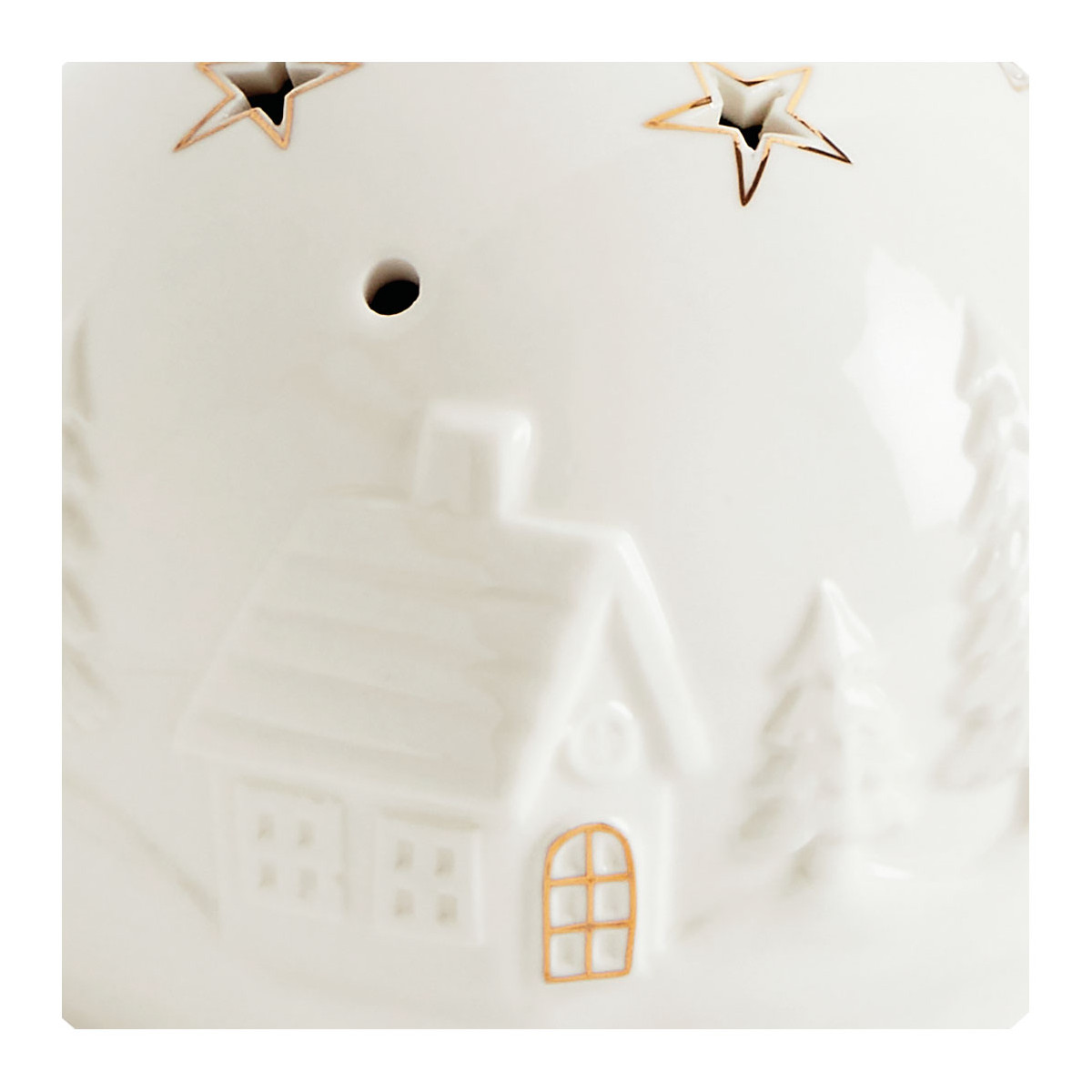 Boule décorative LED moyen modèle Village de Noël blanc, MATHILDE M
