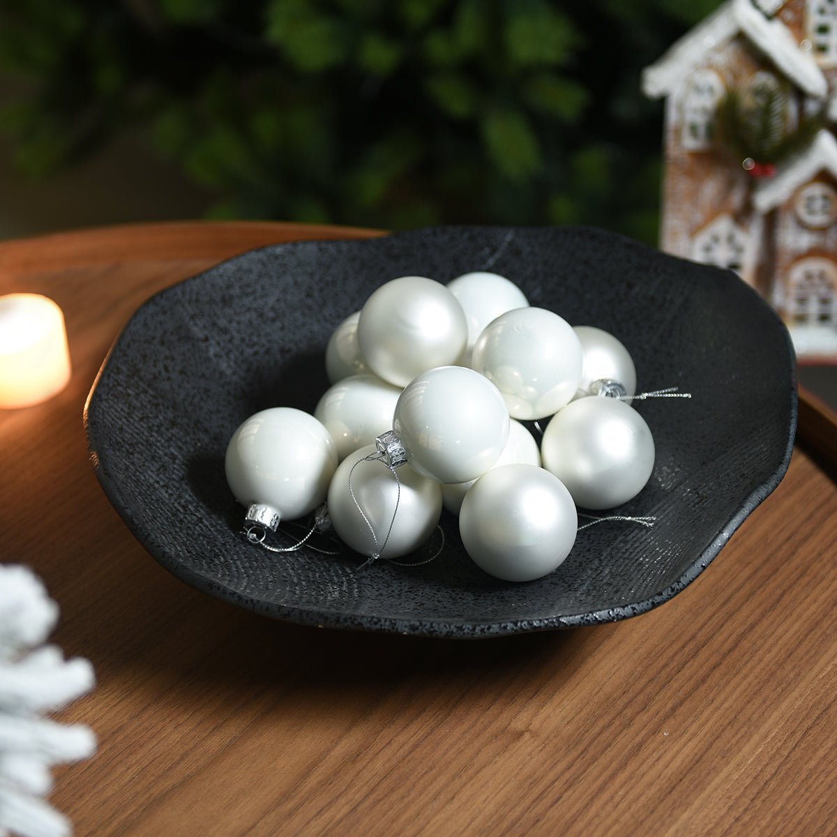Set de 12 boules de noel en verre D6 NOËL blanc, SIA DECO