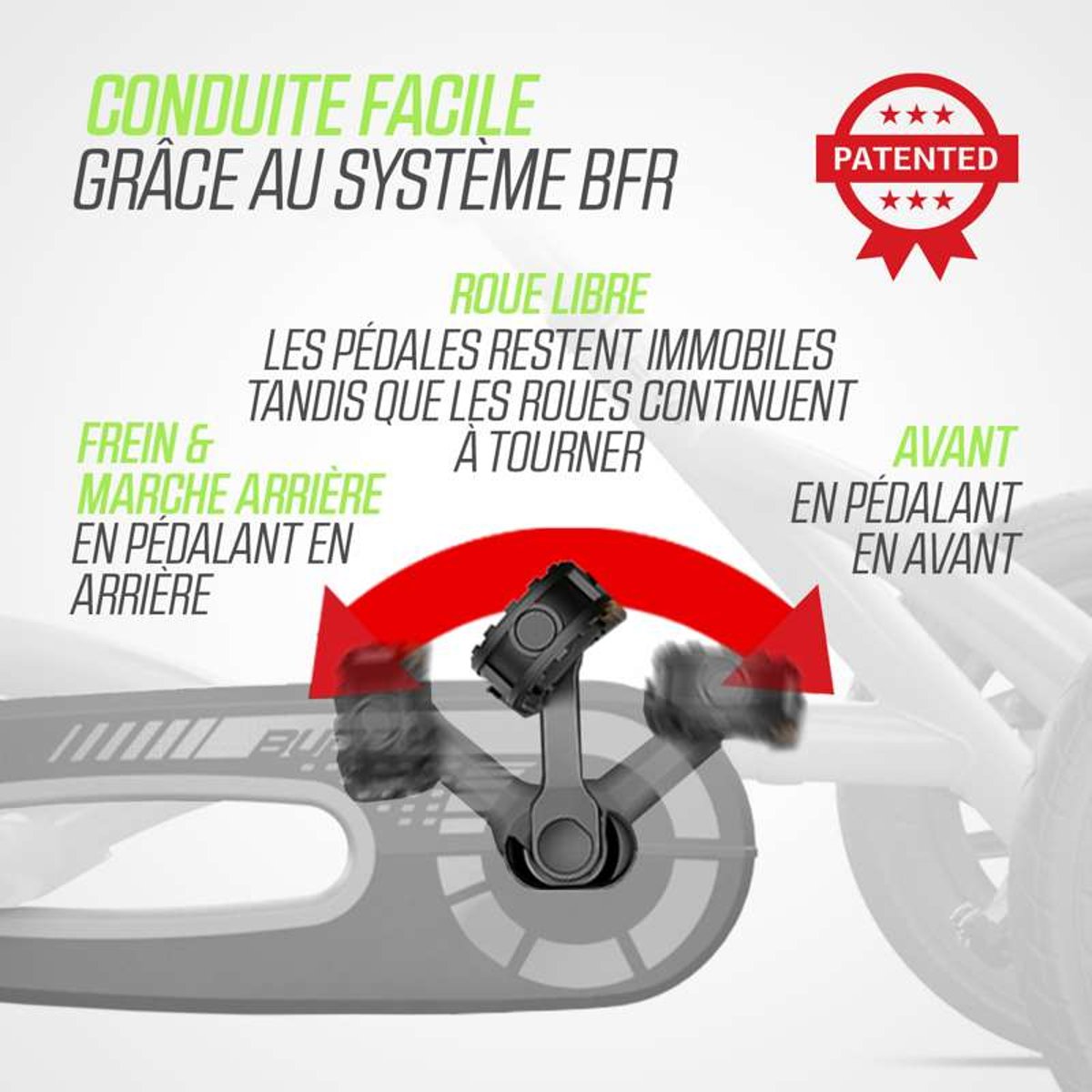 Kart à Pédales pour Enfants, 3+ Ans, Choppy Neo black/green, BERG TOYS