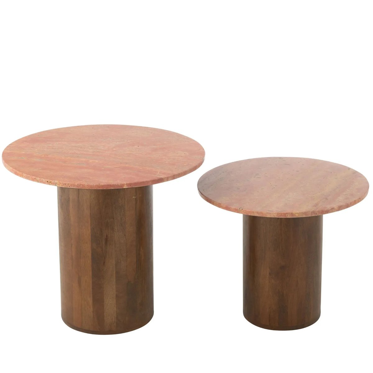 Tables basses en marbre terracotta et pied bois D56 (set de 2) - ASO marron, HELLIN, DEPUIS 1862