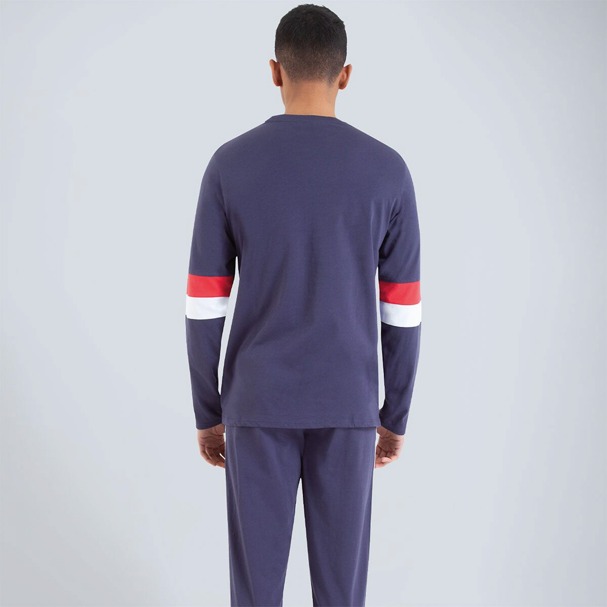 Pyjama long gros logo bleu marine + rouge, ATHENA