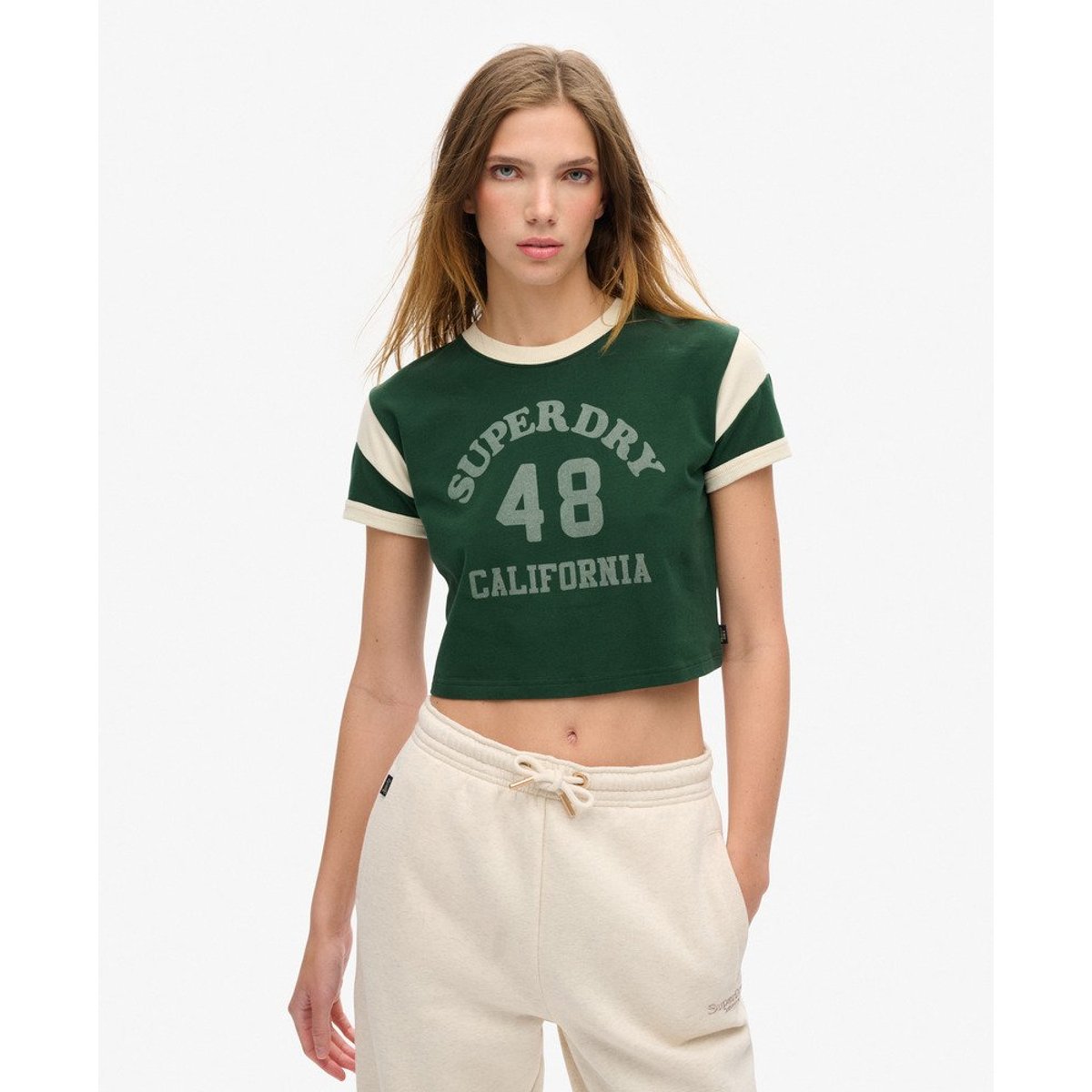 T-shirt contrasté à motif Athletic Essentials vert émail, SUPERDRY