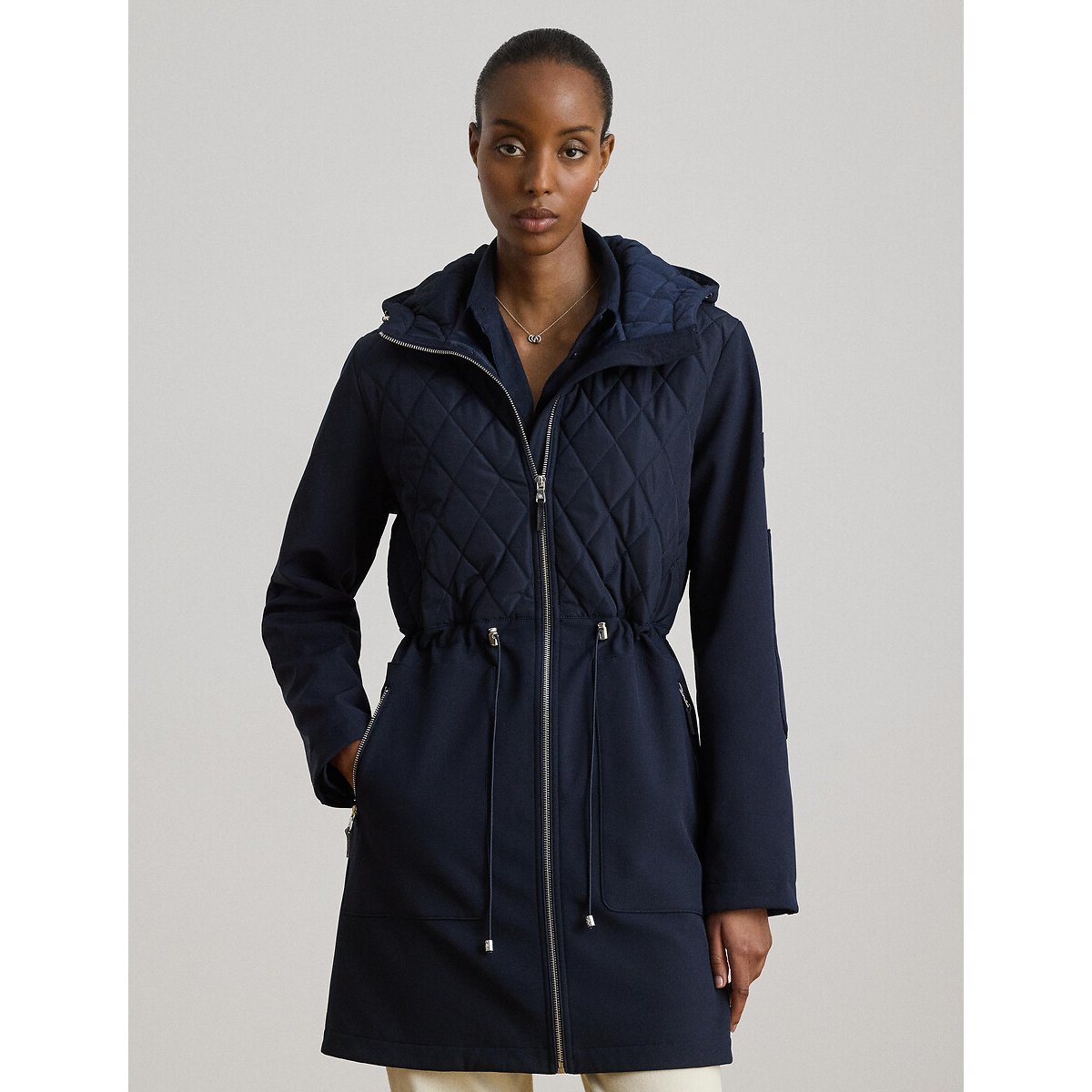 Parka mi-longue matelassée à capuche marine, LAUREN RALPH LAUREN