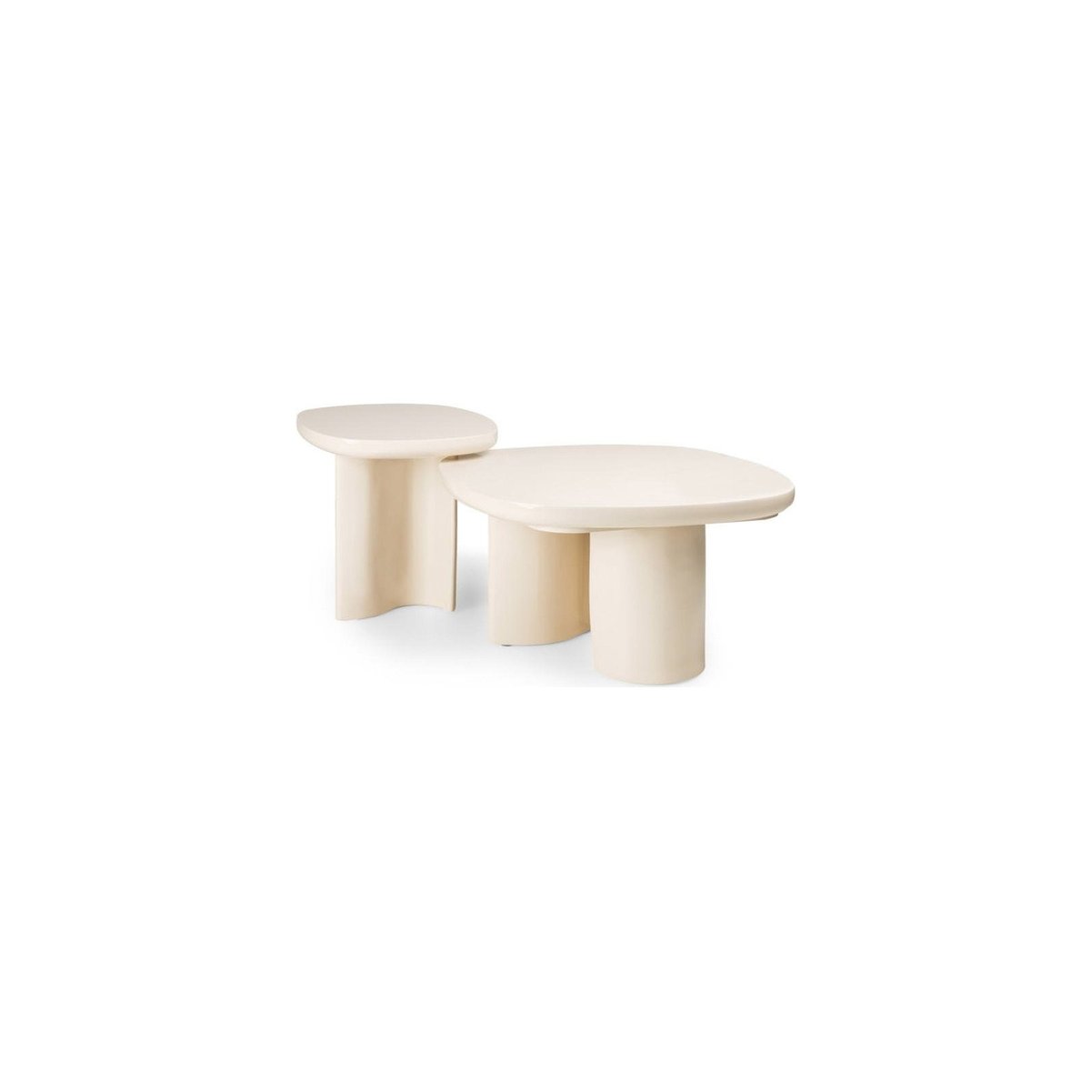 Table basse ovale collection PUREL en bois beige clair brillant, RECOLLECTION