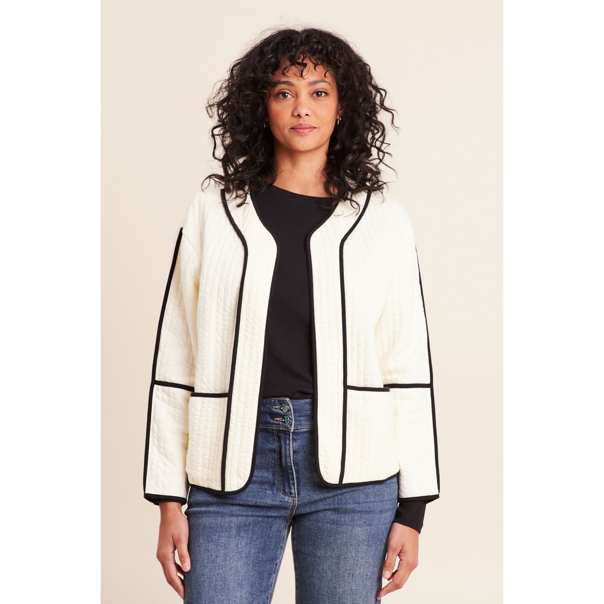 Veste manches longues sans col ecru, BREAL
