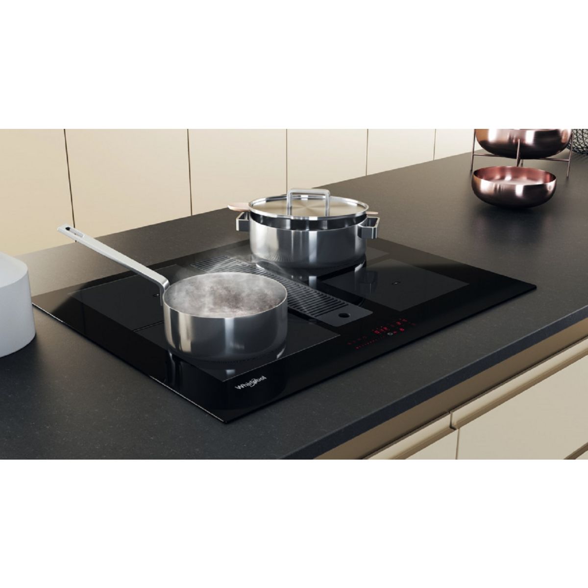Plaque induction aspirante WVH1065UKIT FlexiCook couleur unique, WHIRLPOOL