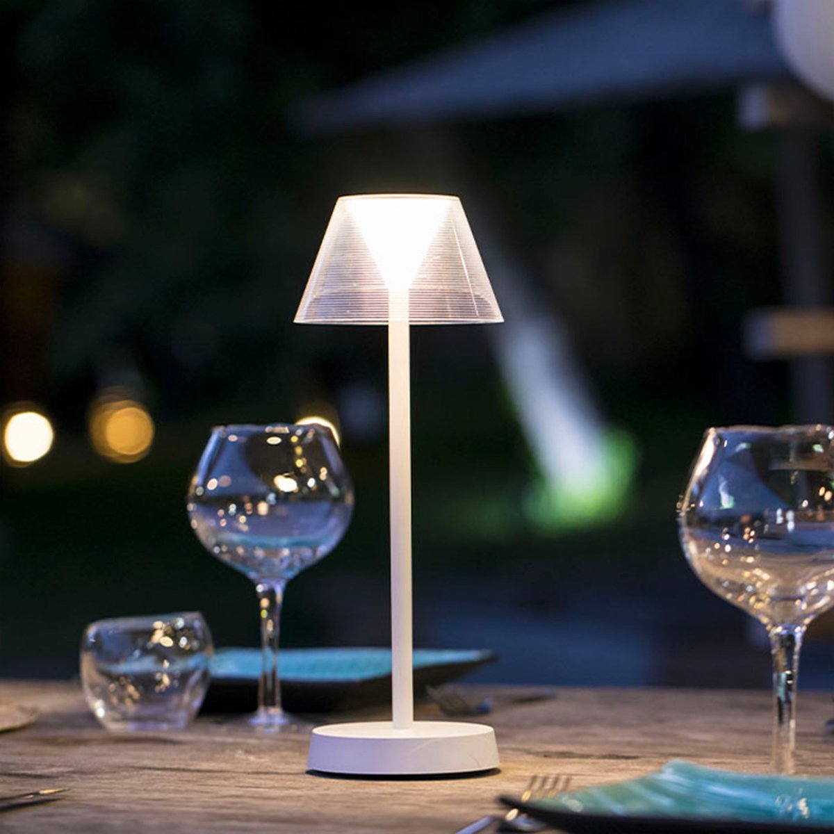 Lot de 2 lampes de table sans fil 2x BEVERLY blanc, LUMISKY