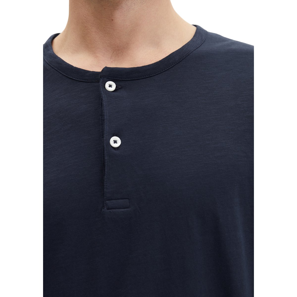 T-shirt DfC Henley regular en jersey slub doux bleu foncé, MARC O'POLO