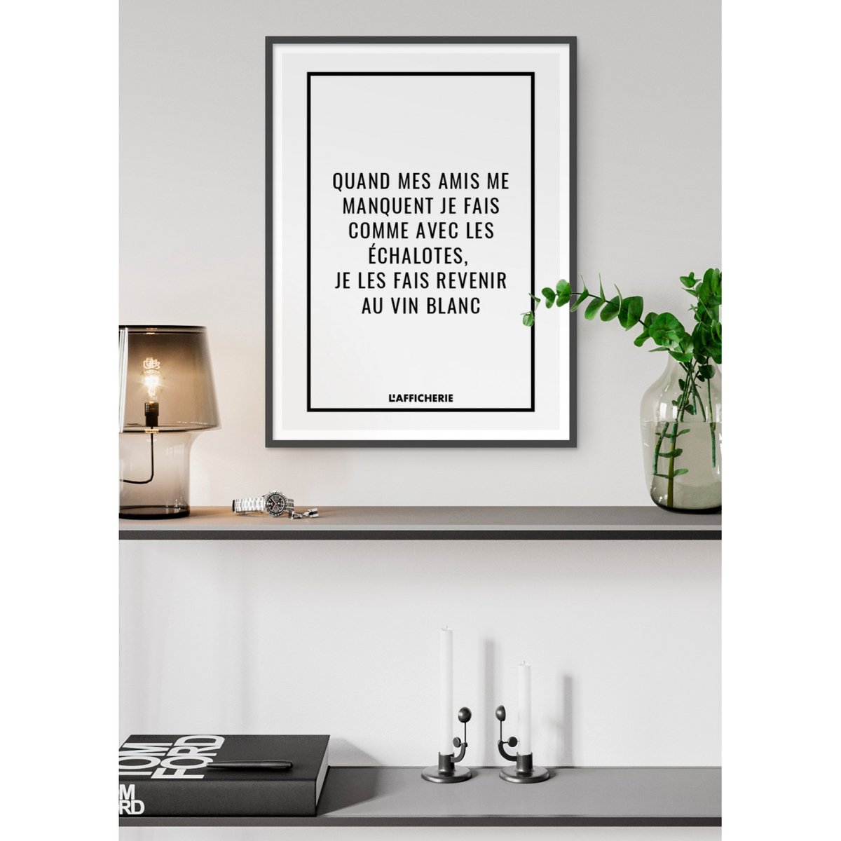 Affiche : 'Quand mes amis me manquent...' blanc, L'AFFICHERIE