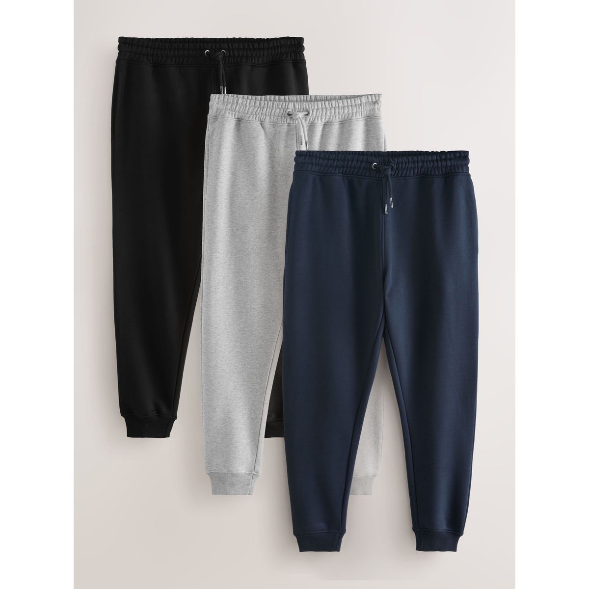 Jogging droit en jersey de coton, lot 3 noir/bleu marine/gris, NEXT