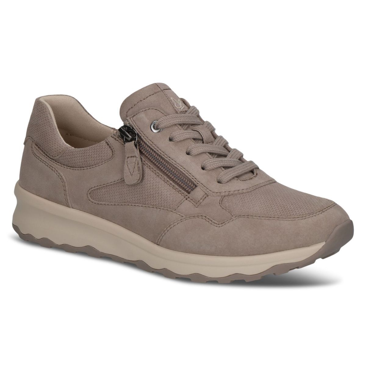 Basket en cuir marron taupe métallique combiné, CAPRICE