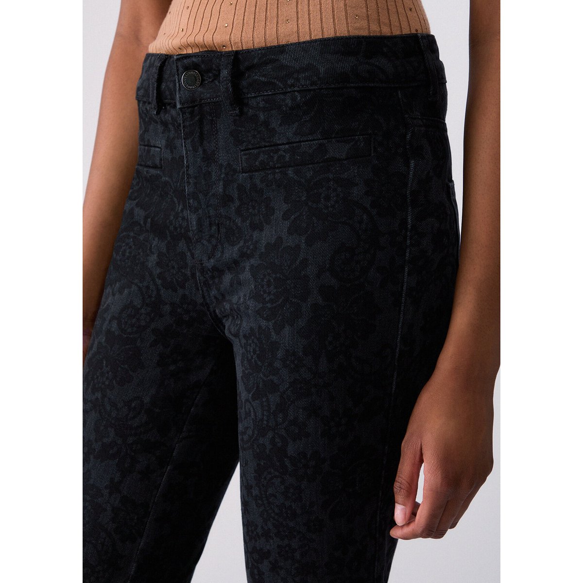 Jean bootcut avec détail laser denim noir, LIU JO