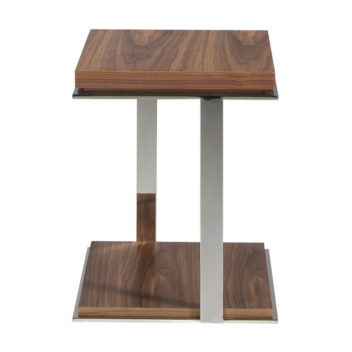 Table d'angle carrée en noyer et acier chromé noyer | acier, ANGEL CERDA
