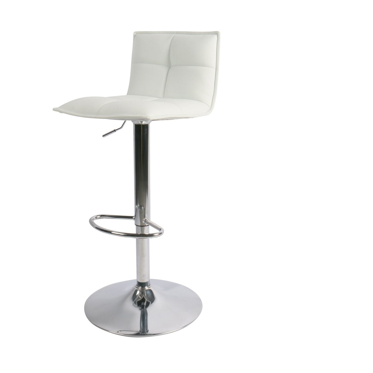Chaise snack PU et pied piston chromé blanc, ZAGO