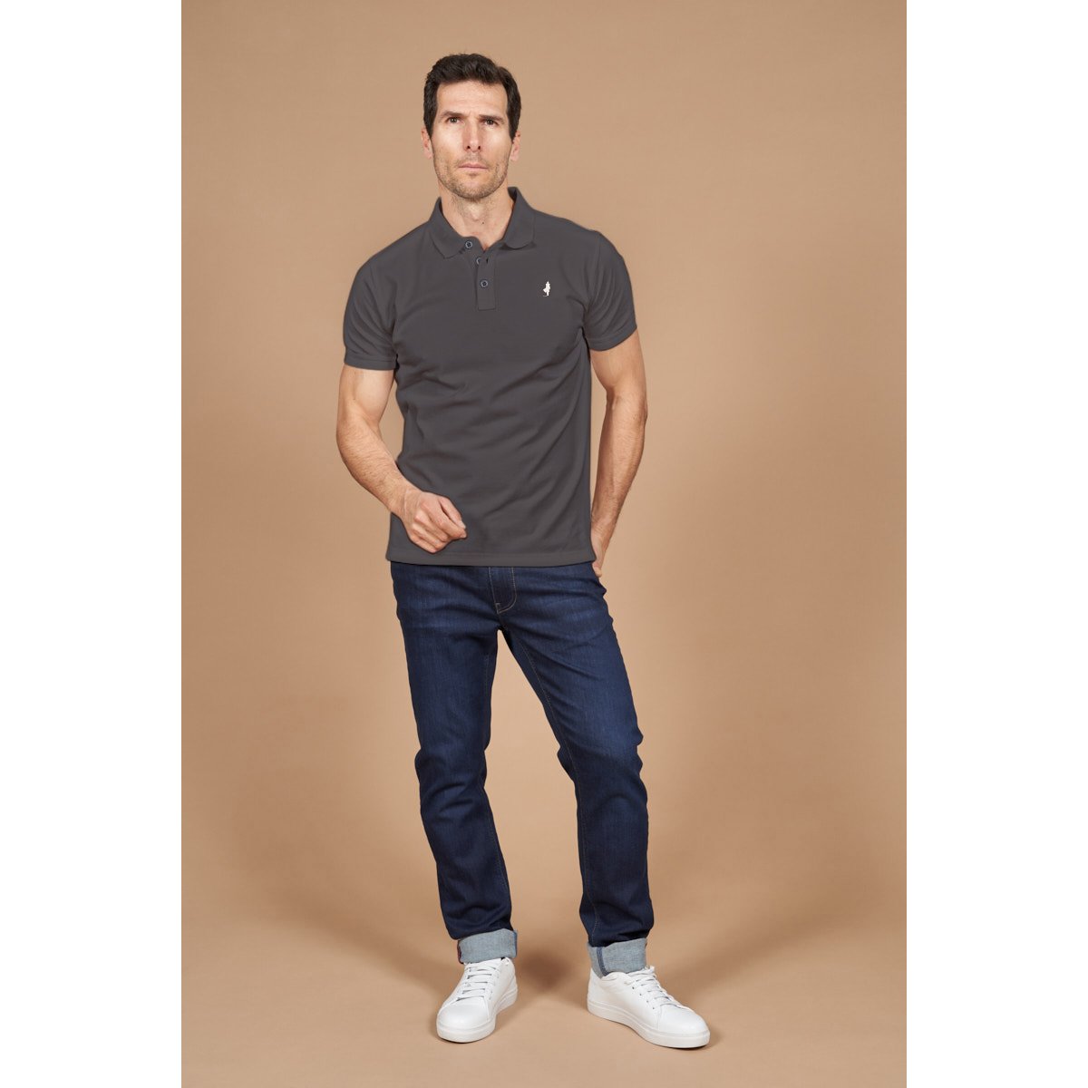Polo piqué uni gris, MCS