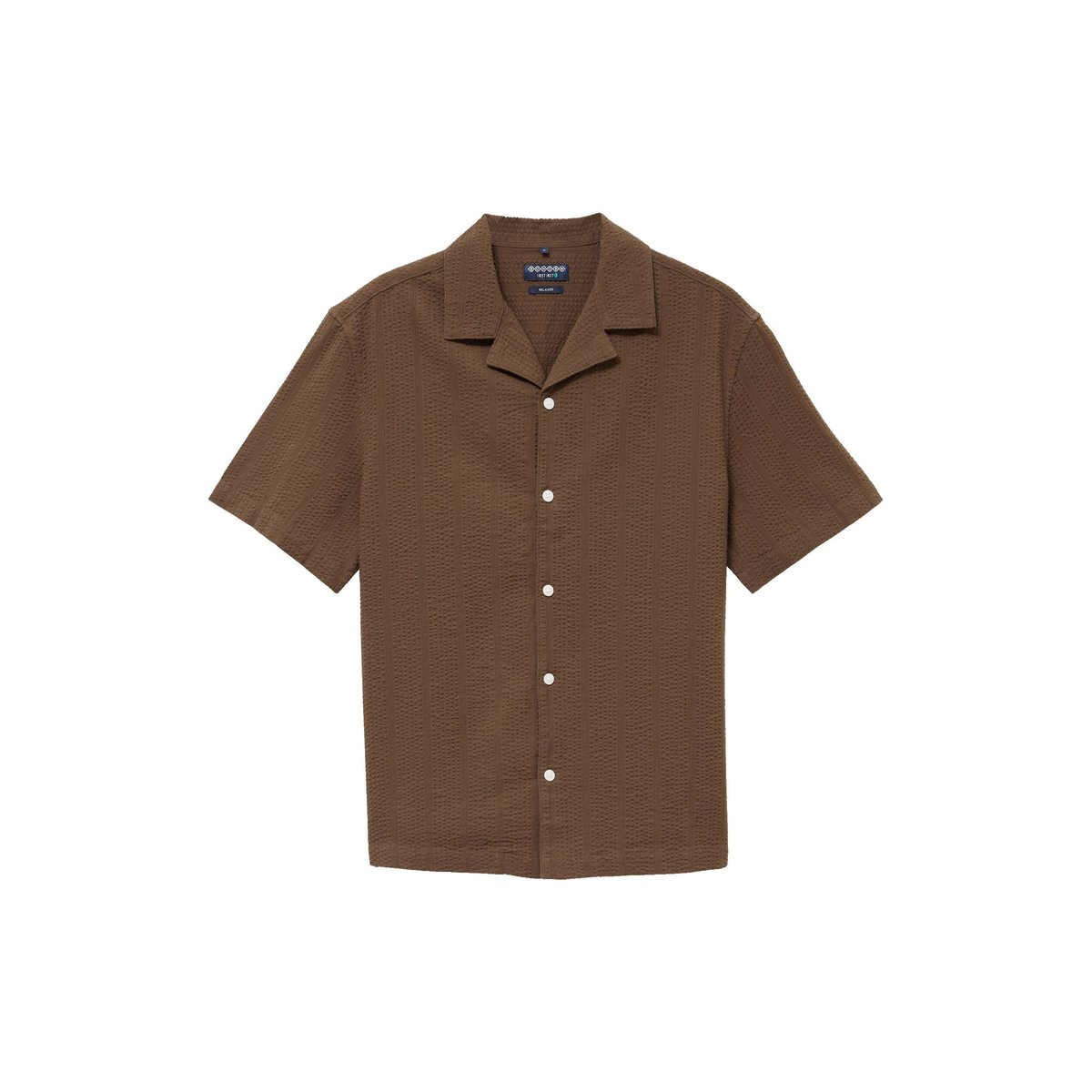 Chemise manches courtes col tailleur taupe, BONOBO