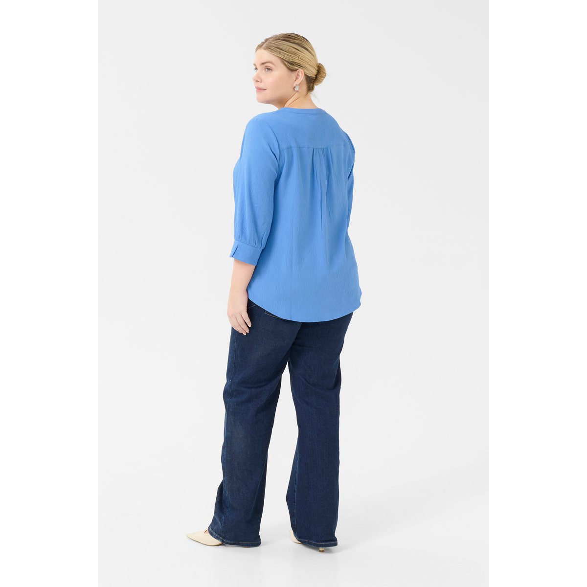 Blouse with long sleeve bleu ebb and flow, KAFFE CURVE