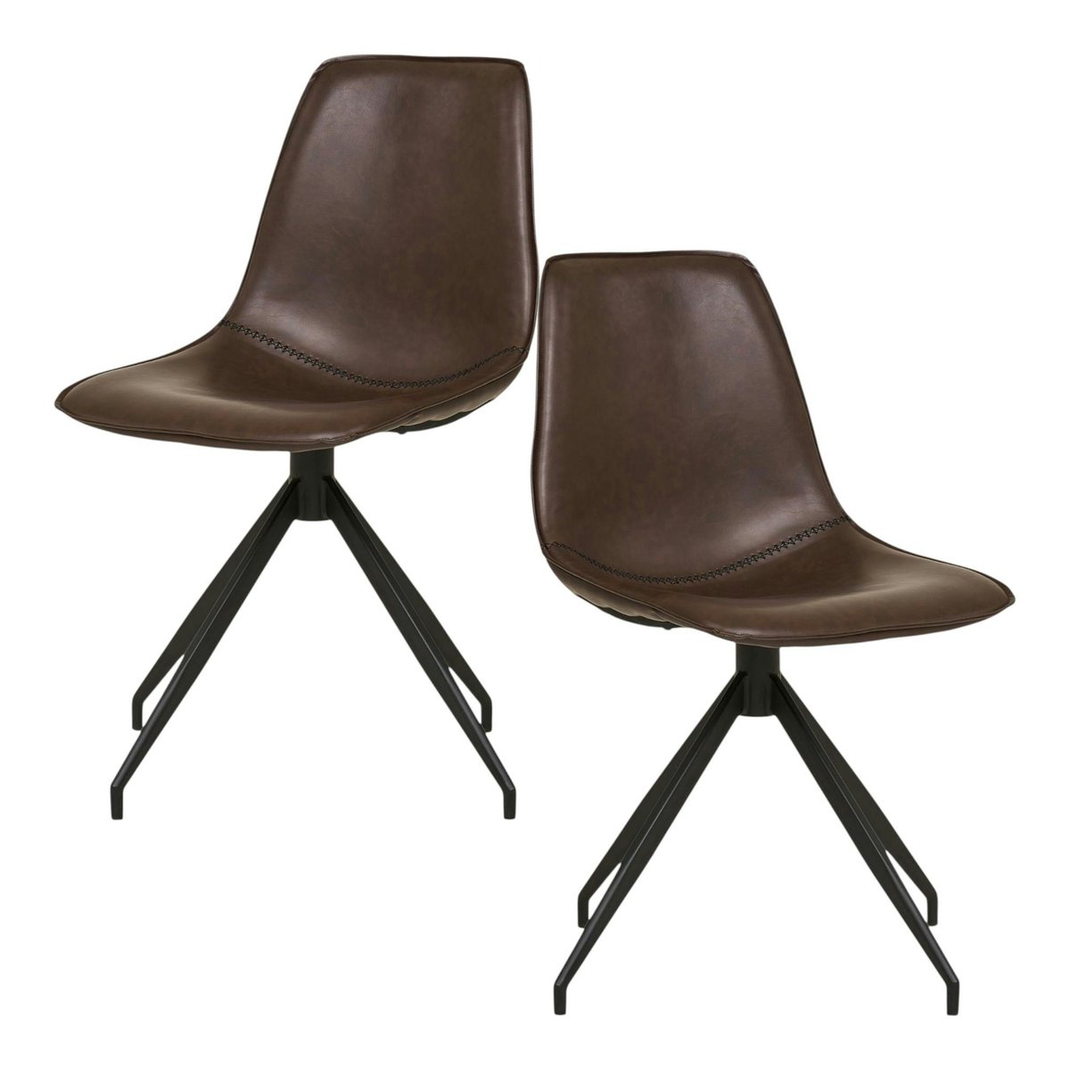 Chaise pivotante avec couture (lot de 2) AMSTERDAM marron, PIER IMPORT