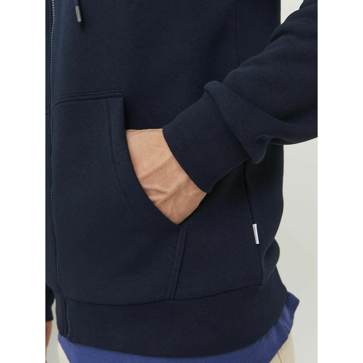 Sweat zippé à capuche bleu marine, JACK & JONES