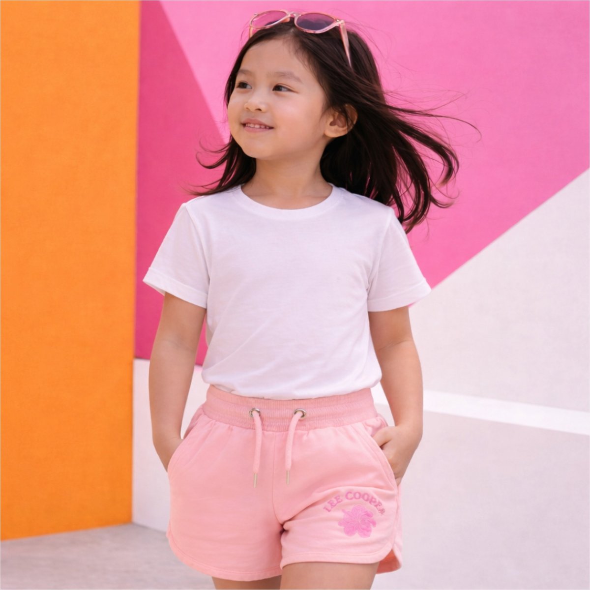 Short molletonné, taille élastique à cordon SUMMER GIRL rose, LEE COOPER