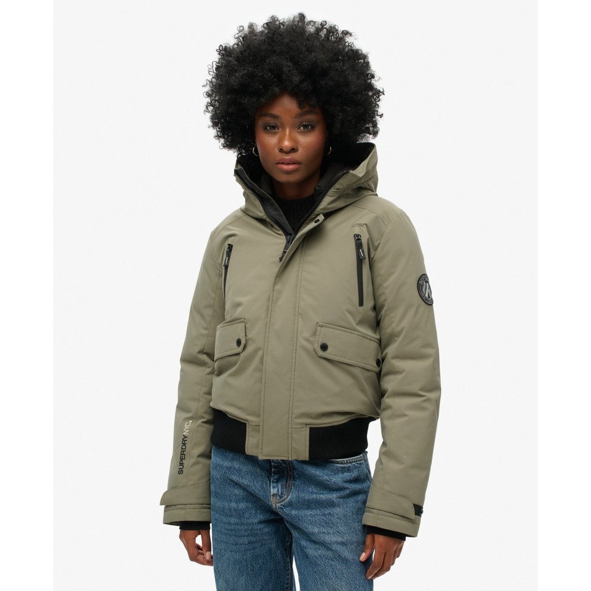 Bomber rembourré City vert olive poudré, SUPERDRY