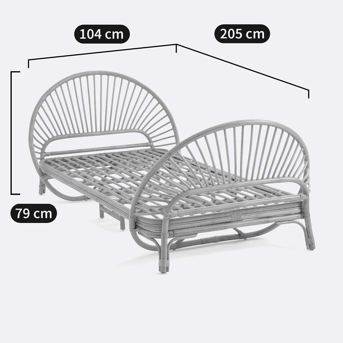 Lit et sommier en rotin, Sielo rotin naturel, LA REDOUTE INTERIEURS