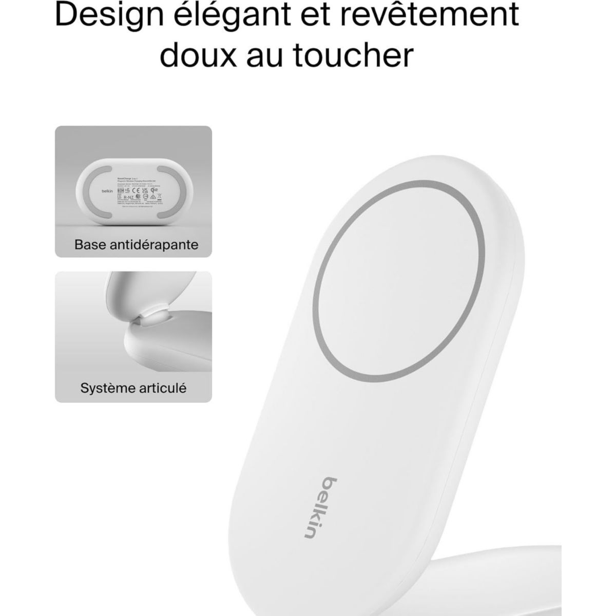 Chargeur induction induction 15W 2en1 blanc couleur unique, BELKIN