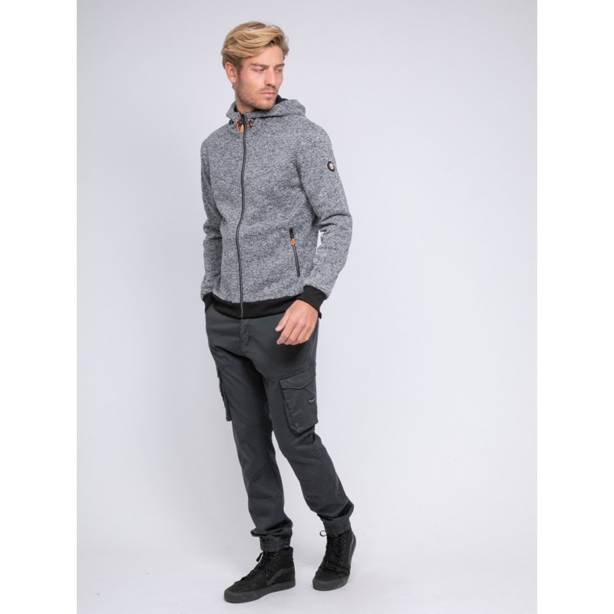 Sweat Zippé Capuche Walton gris, RITCHIE
