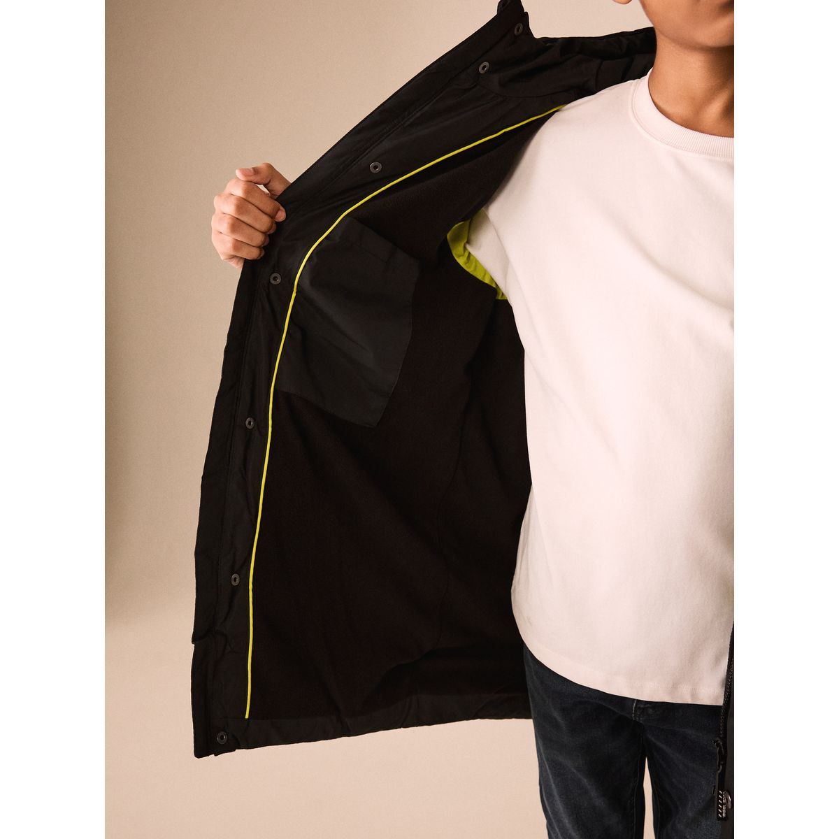 Long manteau rembourré imperméable noir, NEXT