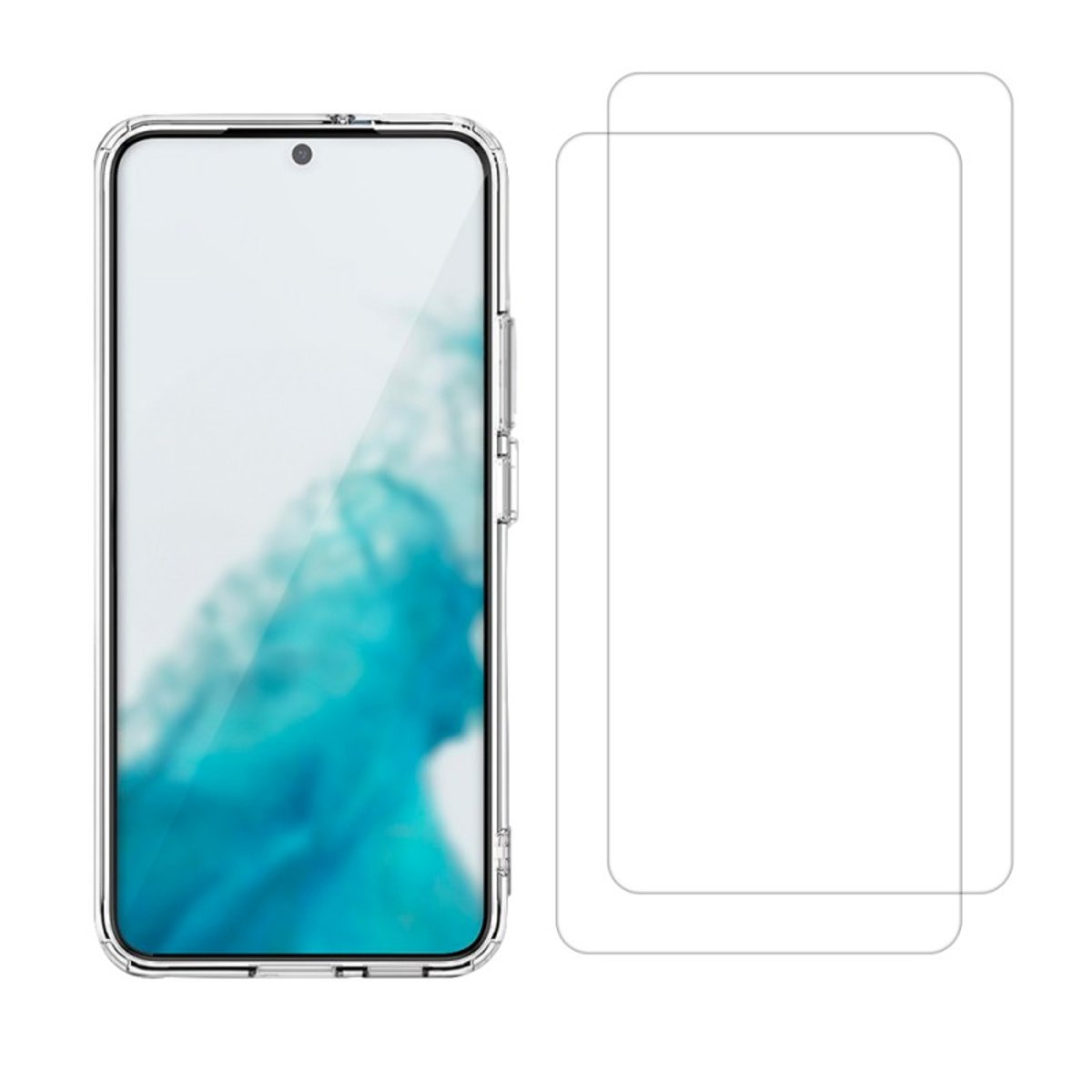 Coque Anti-choc Magnétique compatible Magsafe pour Galaxy S22 5g Transparente + 2 vitres transparent, EVETANE