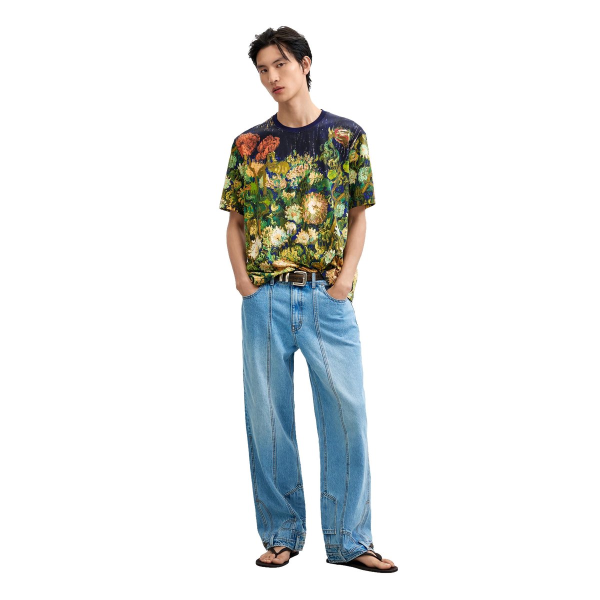 T-shirt à imprimé nature morte bleu, DESIGUAL