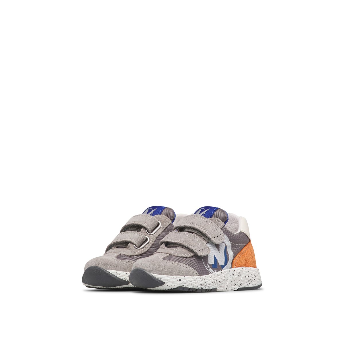 Sneakers en cuir et tissu JESKO 2 VL. gris-blanc-orange, NATURINO