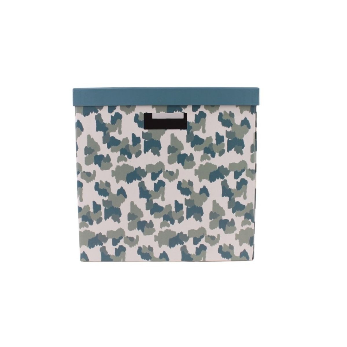 Boite avec couvercle en carton recyclé imprimé 31x31x31cm beige, ORNAMI