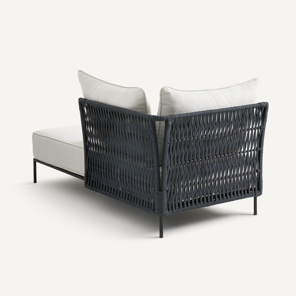 Omkeerbare chaise longue met gevlochten singels, Leandra mêleegrijs, AM.PM