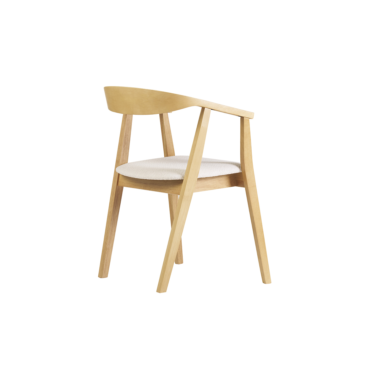Chaises scandinaves bois clair et tissu effet laine bouclée blanc (lot de 2) BAHIA blanc, MILIBOO