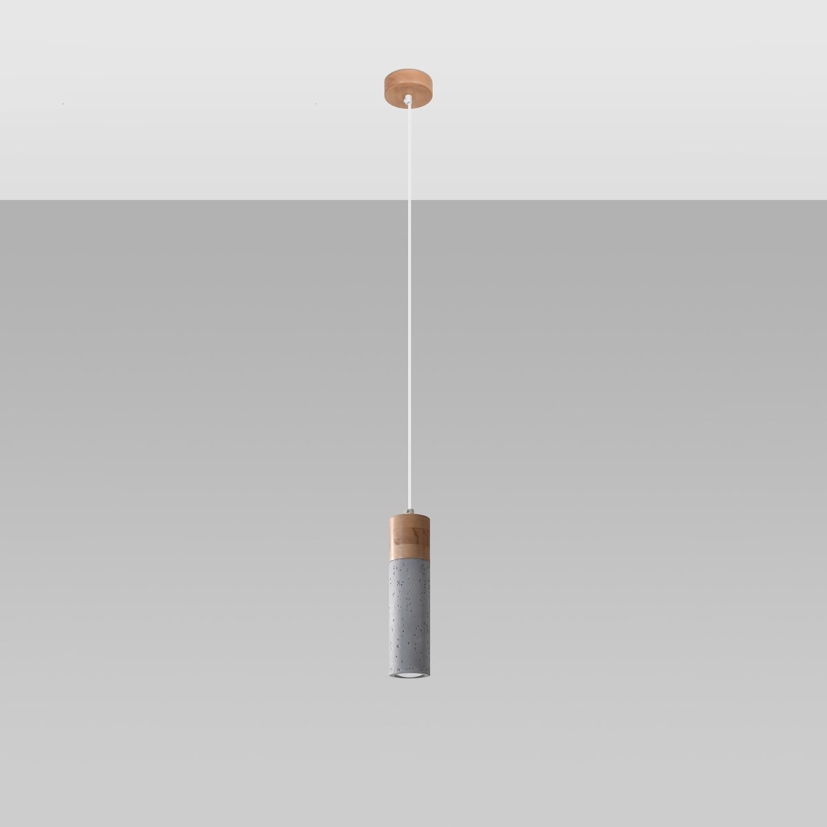 Suspension Béton Gris/Bois Naturel GU10 1 Zane gris, EDEN