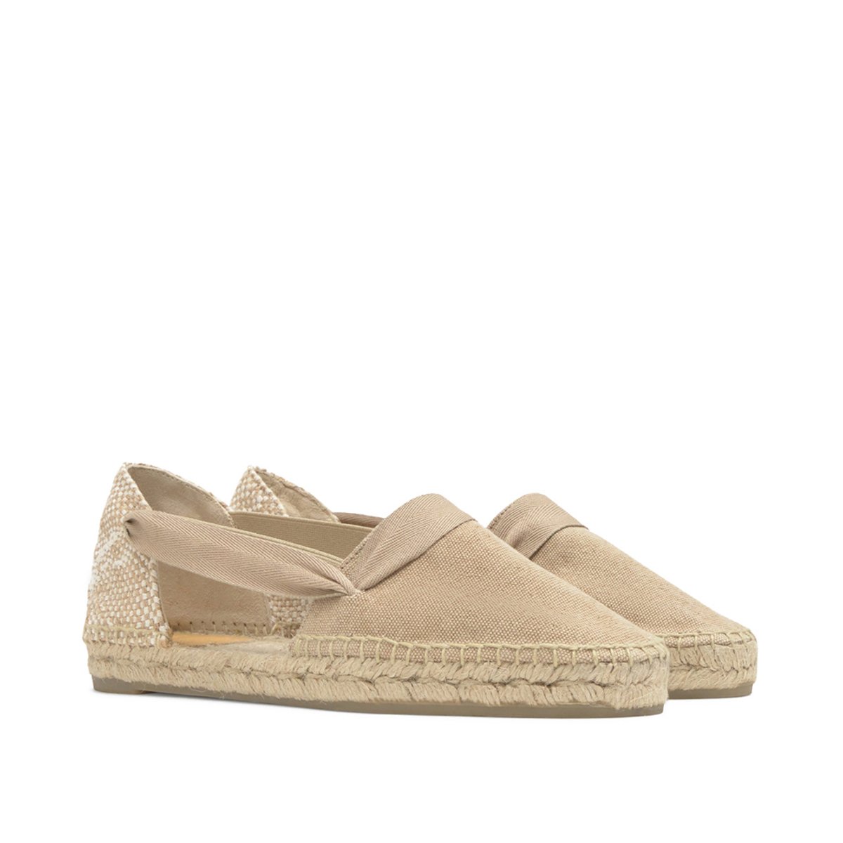 Espadrilles plates en coton biologique avec rubans KAIA PLATFORM sable, CASTANER