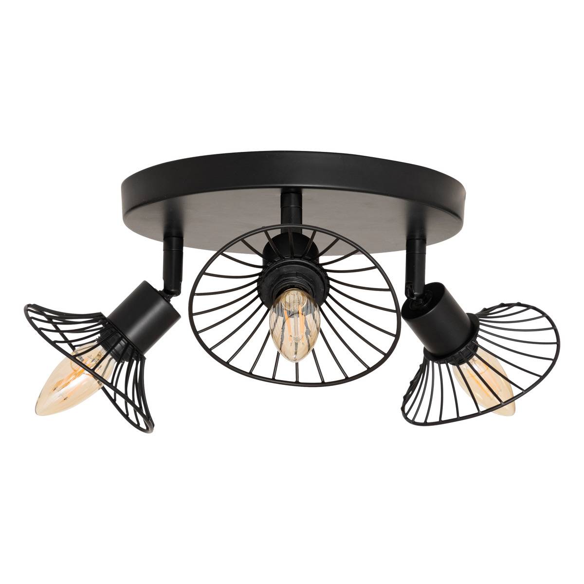 Plafonnier métal 3 spots orientables ADELIA noir, ATMOSPHERA
