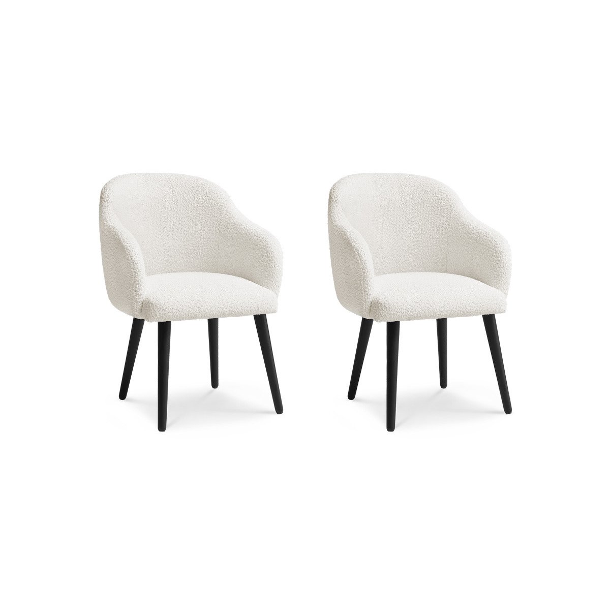 Lot de 2 chaises tissu bouclette, SOPHIE blanc, BOBOCHIC
