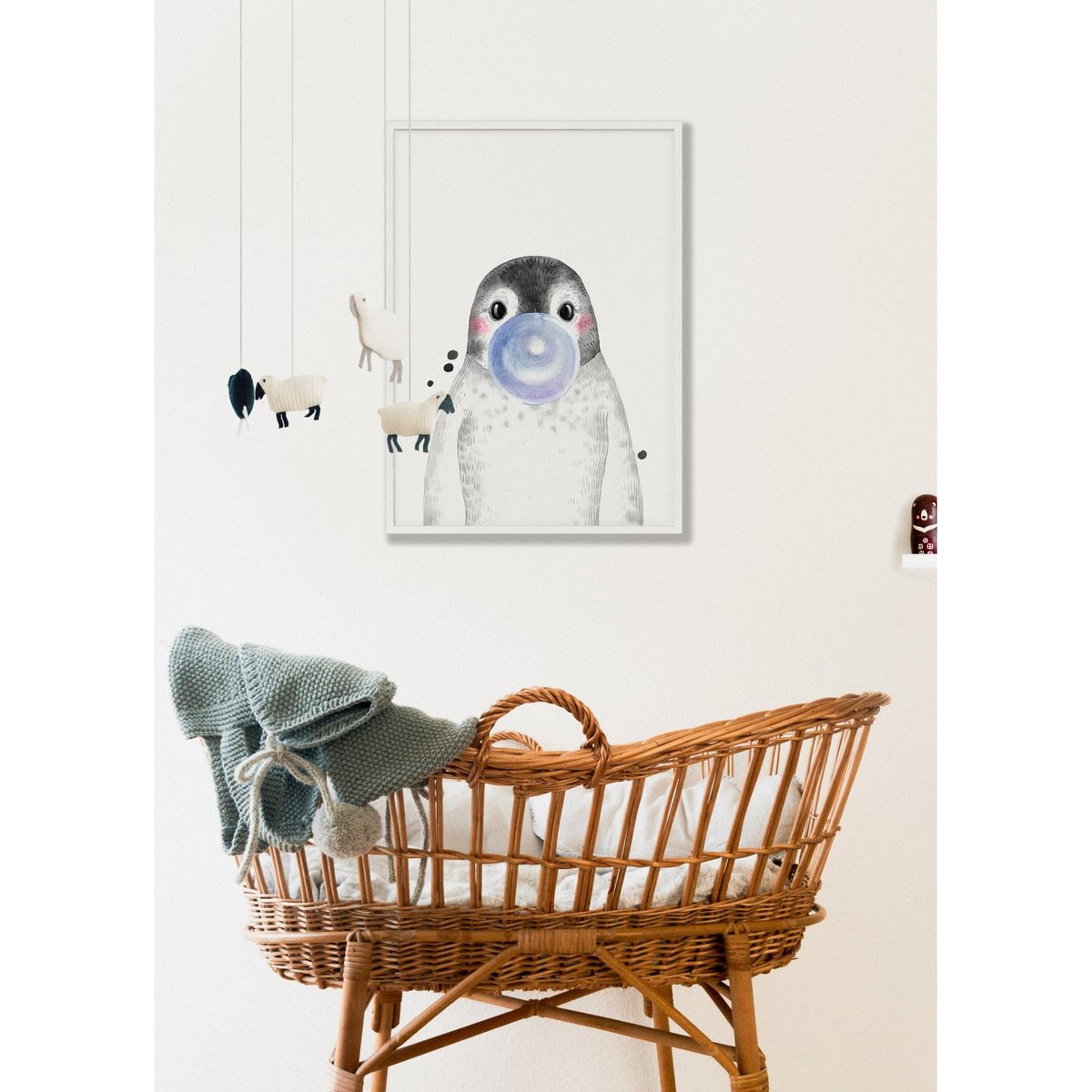 Affiche Bulle de Pingouin Bleue blanc, L'AFFICHERIE
