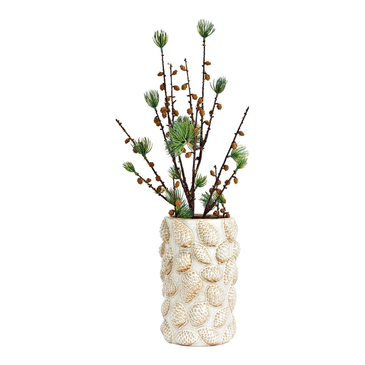 Vase pomme de pin en porcelaine beige, EDEN