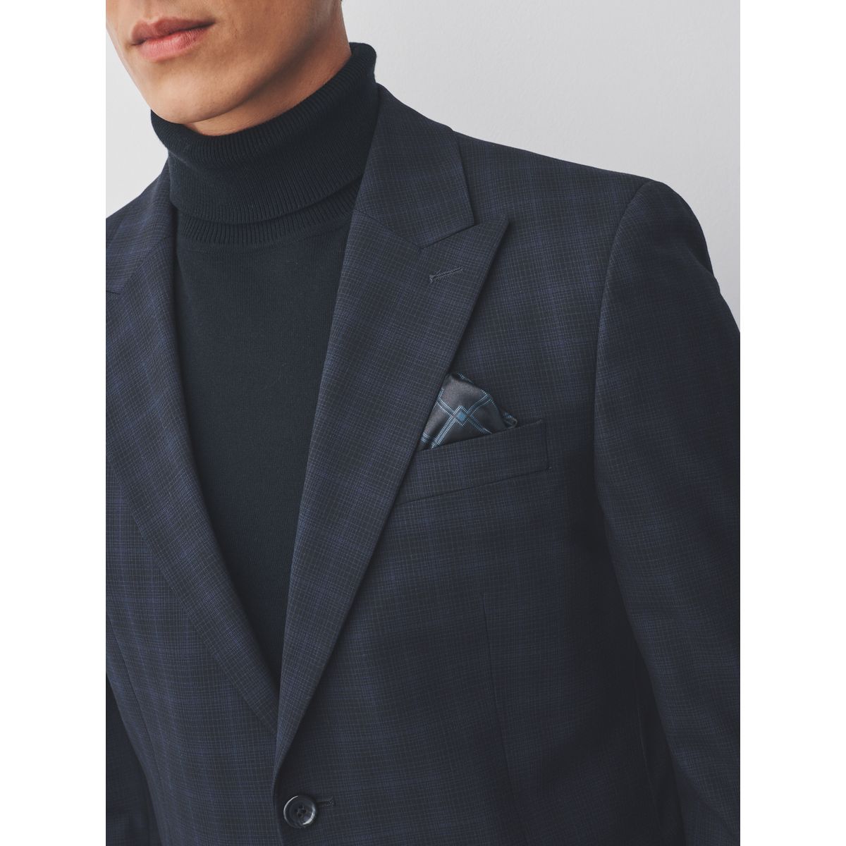Veste de costume slim à carreaux bleu marine, NEXT