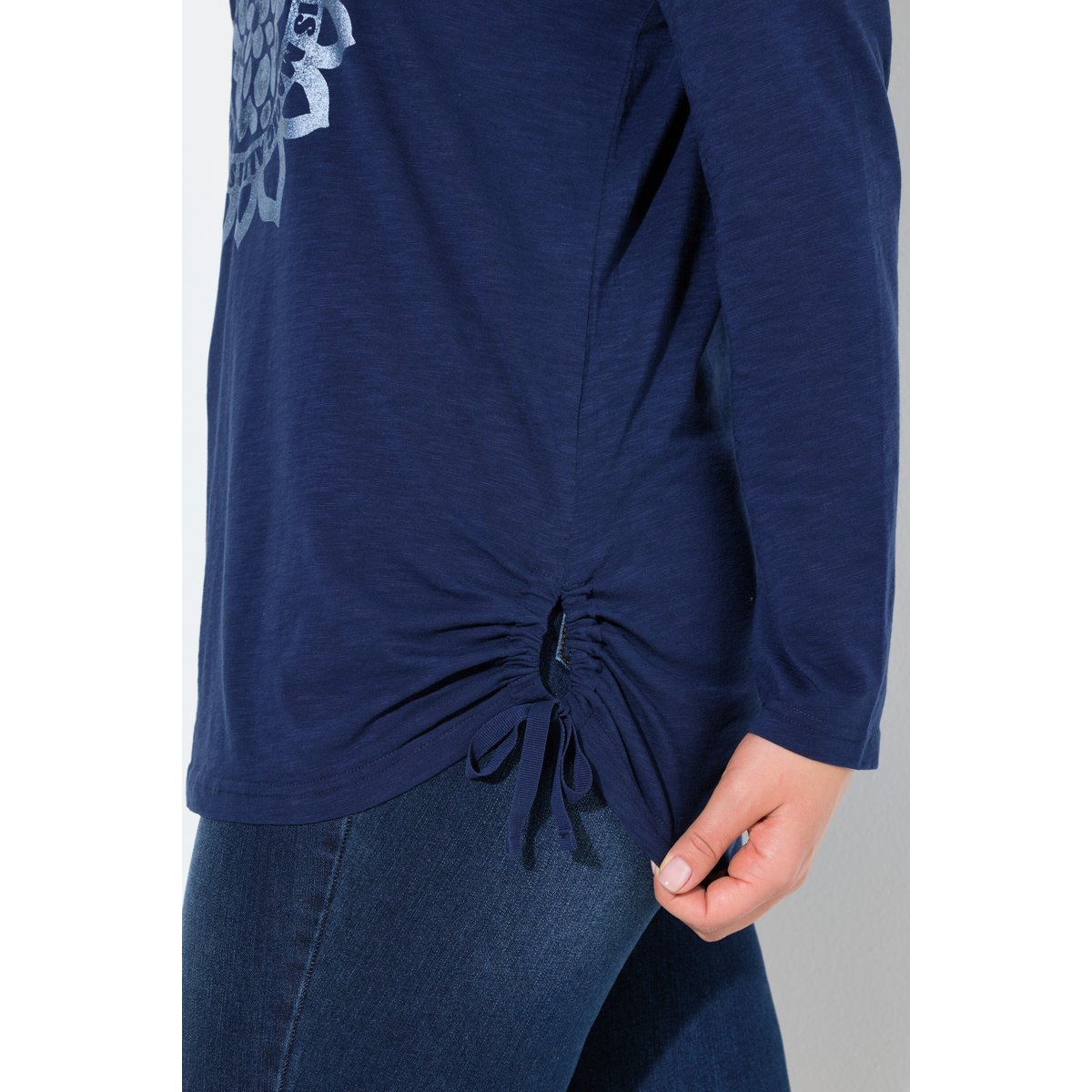 T-shirt à col rond et manches longues bleu encre, ULLA POPKEN