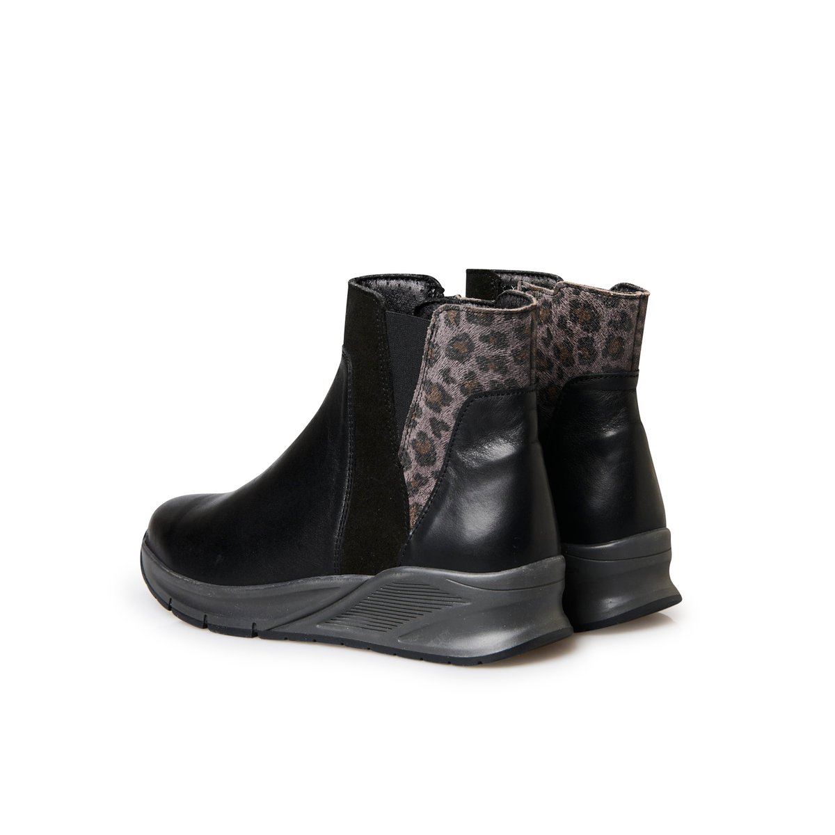 Boots compensées zippées et élastiquées noir, PEDICONFORT