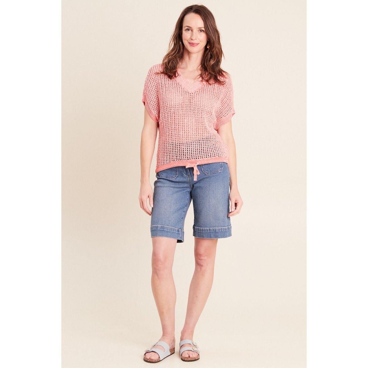 Pull col v manches courtes rouge, BREAL