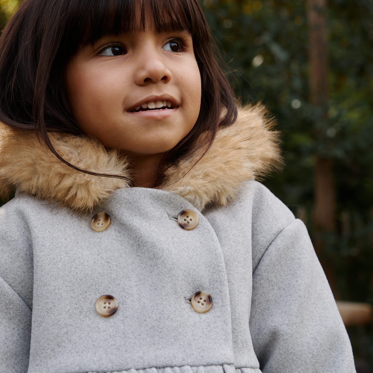 Manteau enfant avec capuche Jeanne gris, PETIT BEGUIN