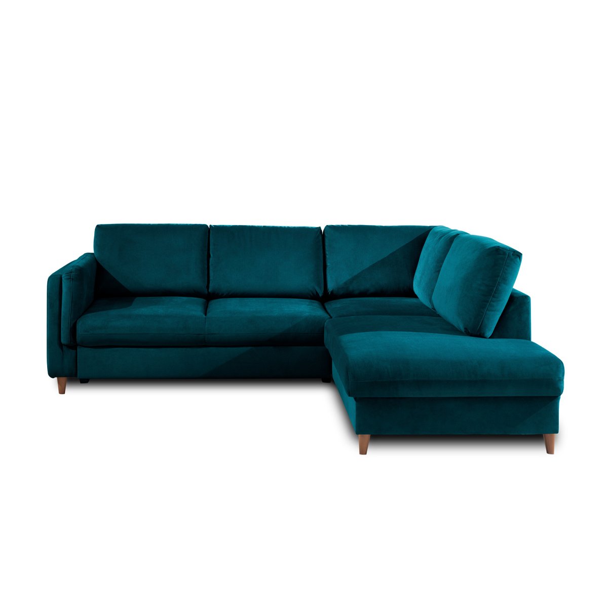 Canapé d'Angle Convertible 5 places - BROOKE bleu canard, BEST MOBILIER