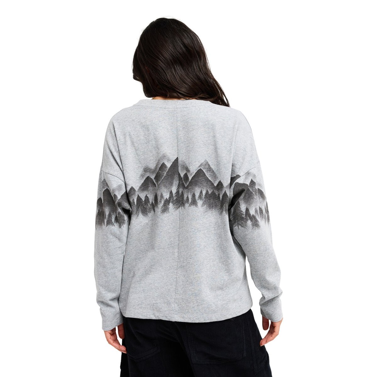 T-shirt oversize à manches longues HAPPINESS IS SURFING. gris heather grey, ROXY