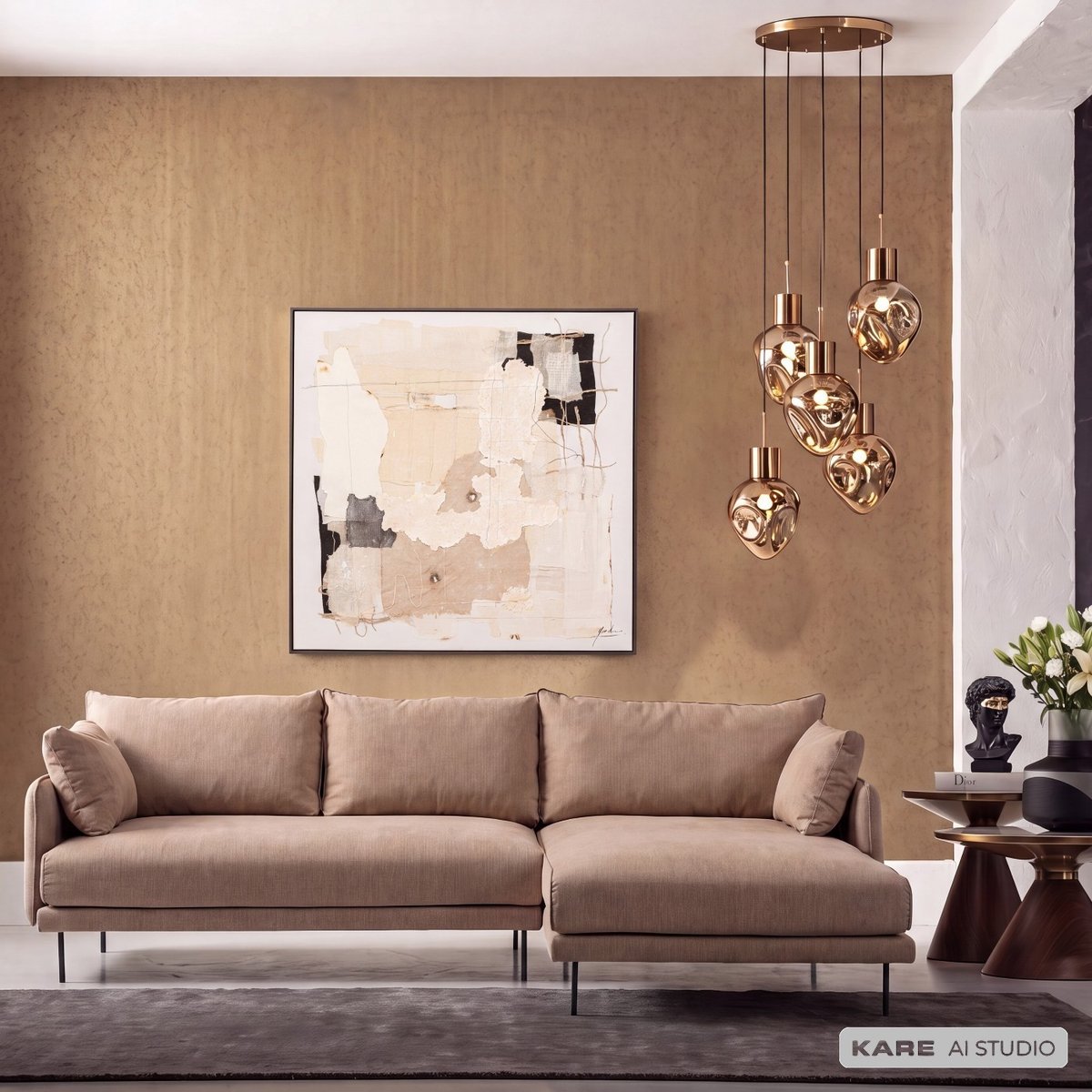Canapé d'angle Edna droite marron clair marron, KARE DESIGN