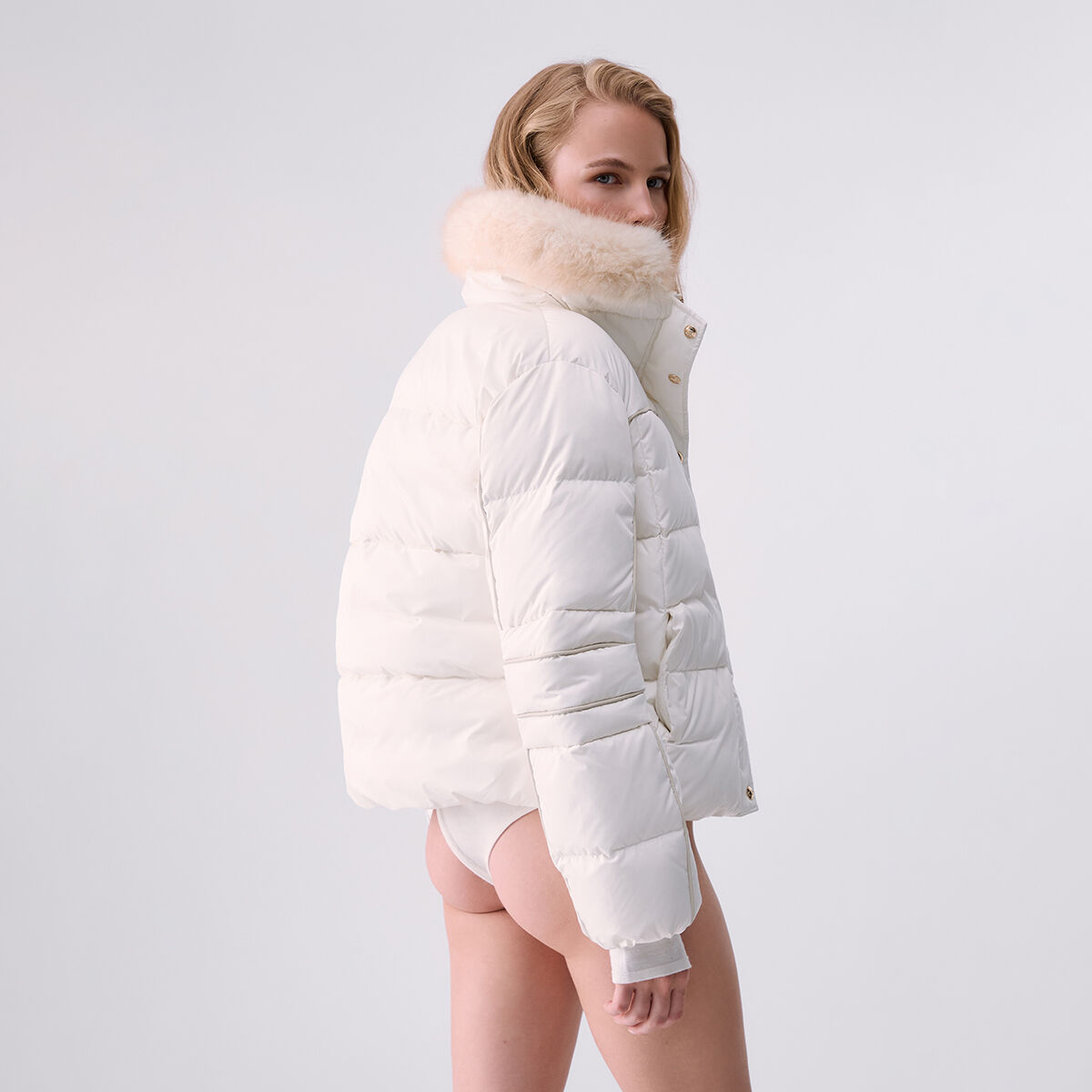 Doudoune matelassée avec col en peluche blanc, LIU JO